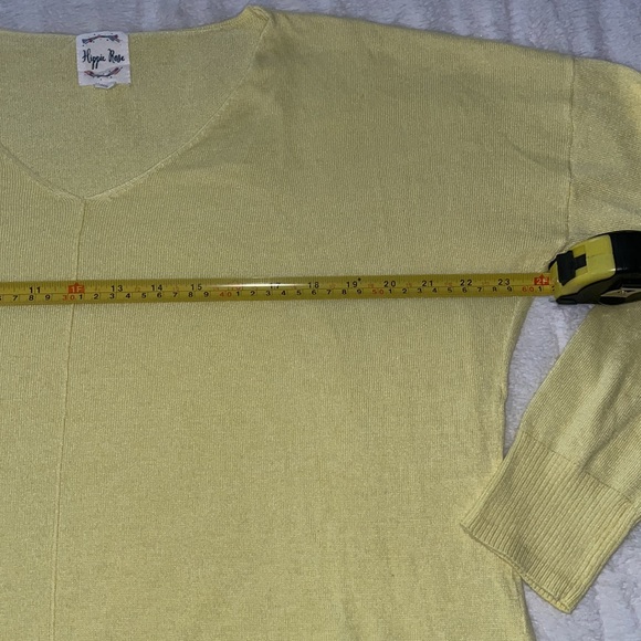 Bright Sunny Yellow Tunic Length V-Neck Sweater - Picture 5 of 6